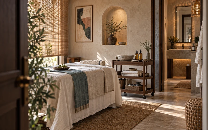 Spa treatment room inside a casino resort wellness center